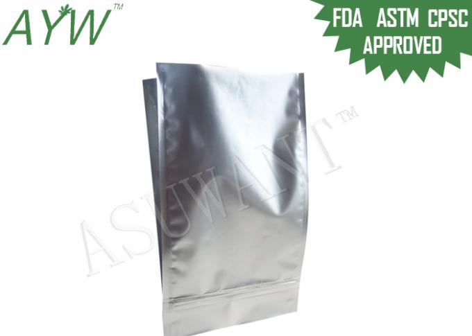 Food Packaging Resealable Foil Bags Aluminum Side Gusset With Bottom Load