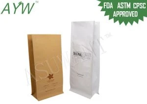 Manje klas resealable sache kafe ak valv, pèsonalize sak te Pe aliyen bò gusset