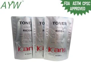 Silver kanpe sache papye resealable pran sant prèv pou anbalaj endistri toner