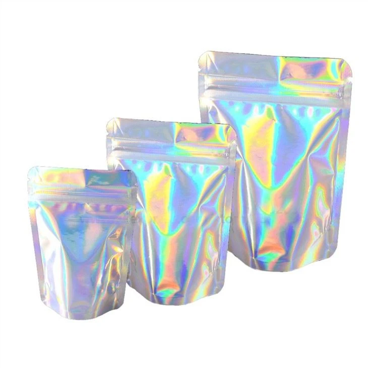 Biodégradables olografik ziplock sak plastik resealable anbalaj kosmetik