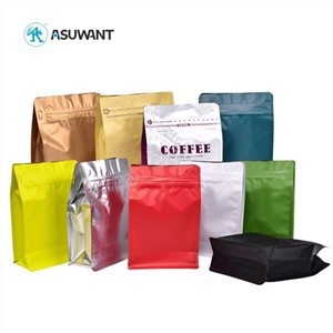 Falt anba kafe pwa te anbalaj sak bò zipllock gusset ak valv