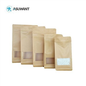 Custom plat anba bò gusset ma mawon kraft papye anbalaj sak zip ak fenèt