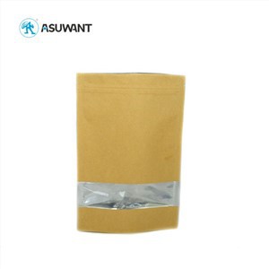 Manje resealable nwa anbalaj kraft doypack sak papye sak ak fenèt klè