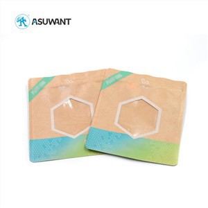 Ti 3 bò sele kraft papye kafe sache fenèt sak resealable ziplock anbalaj