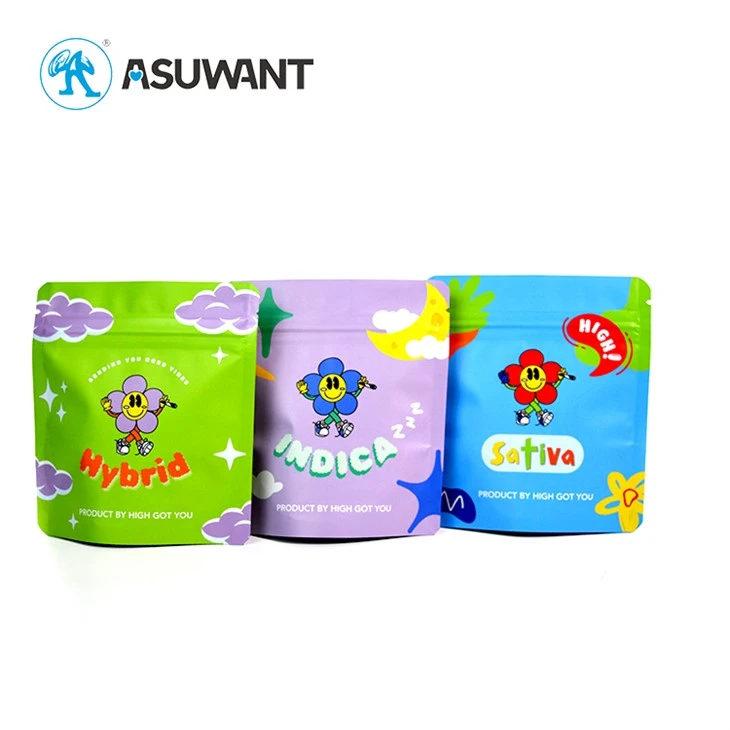 1 Gram Resealable Zipper Smell Proof Mylar Bags With Lock For Cookies Marijuana Cannabis