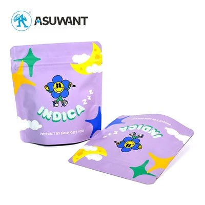 1 gram resealable zip pran sant prèv sache mylar ak seri pou bonbon marigwana cannabis