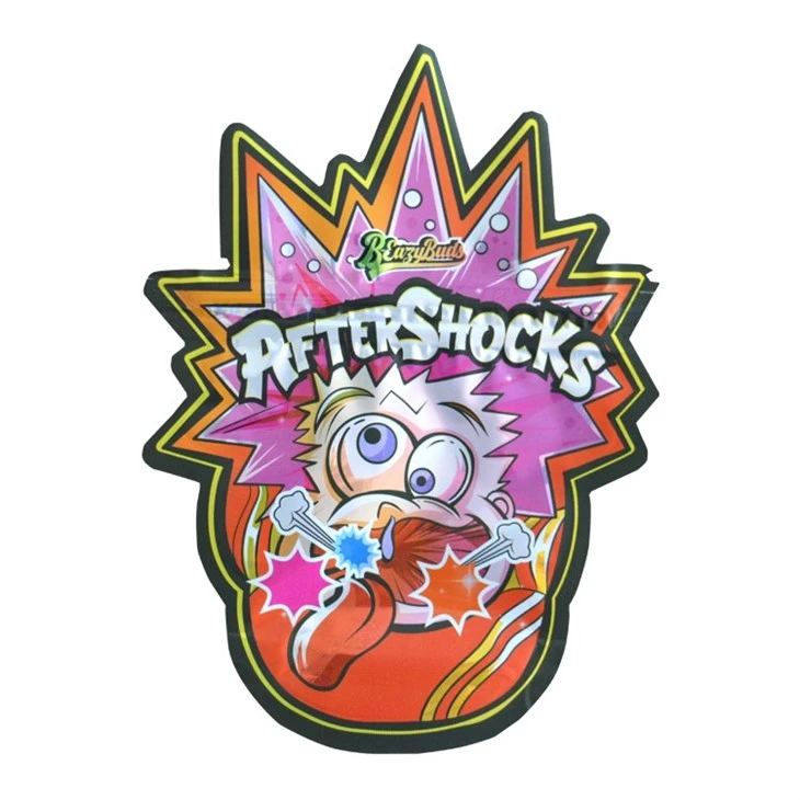 Resealable Special Shape Die Cut Holographic Zip Lock Smell Proof 3.5g Mylar Bags