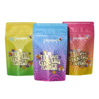 DOYPACK MYLAR SACS 3.5 HERB STOP UP POUCH Custom Enprime Logo Plastik anbalaj pran sant prèv resealable fòm espesyal